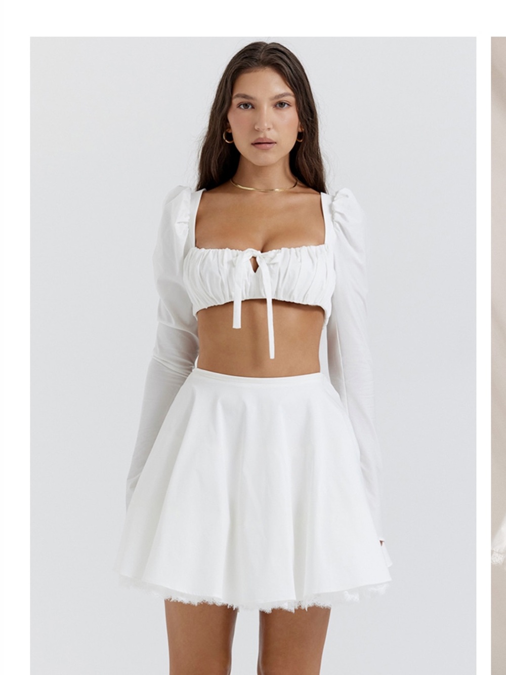 House of CB Shira Top and White Bow Mini Skirt with lace Small NWT